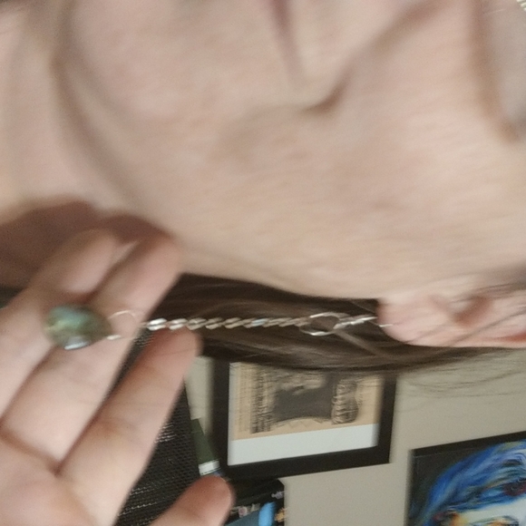 Laboradite pear drop and sequin sterling chain earrings - Picture 2 of 7